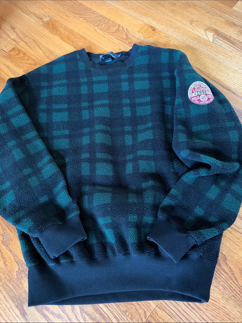 RalphLaurenUnisexSoftBrushedFleeceRegisteredStateSportmanLicenseBlackWatchPlaidM